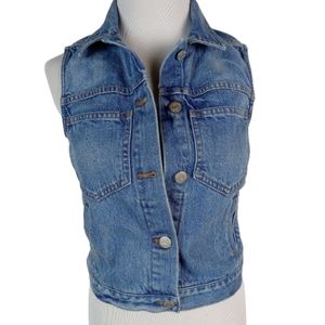 Madewell Pocket Denim Blue Jean Vest XS Button Front Medium Wash